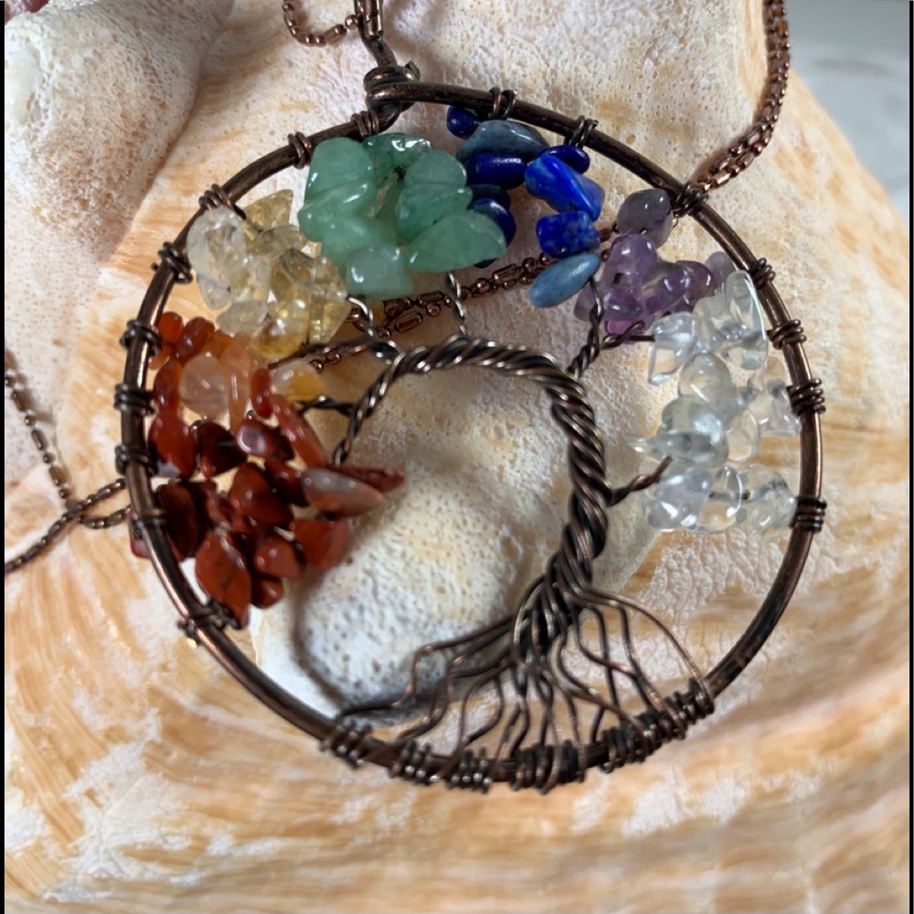 Tree of Life Gemstone Charka Necklace